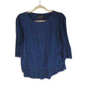 Fenn Wright Manson Womens 3/4 Sleeve Blue Top High Low Hem Size M